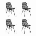 Pack de 4 Sillas de Comedor Terraza Rattan Grecia Color Negro