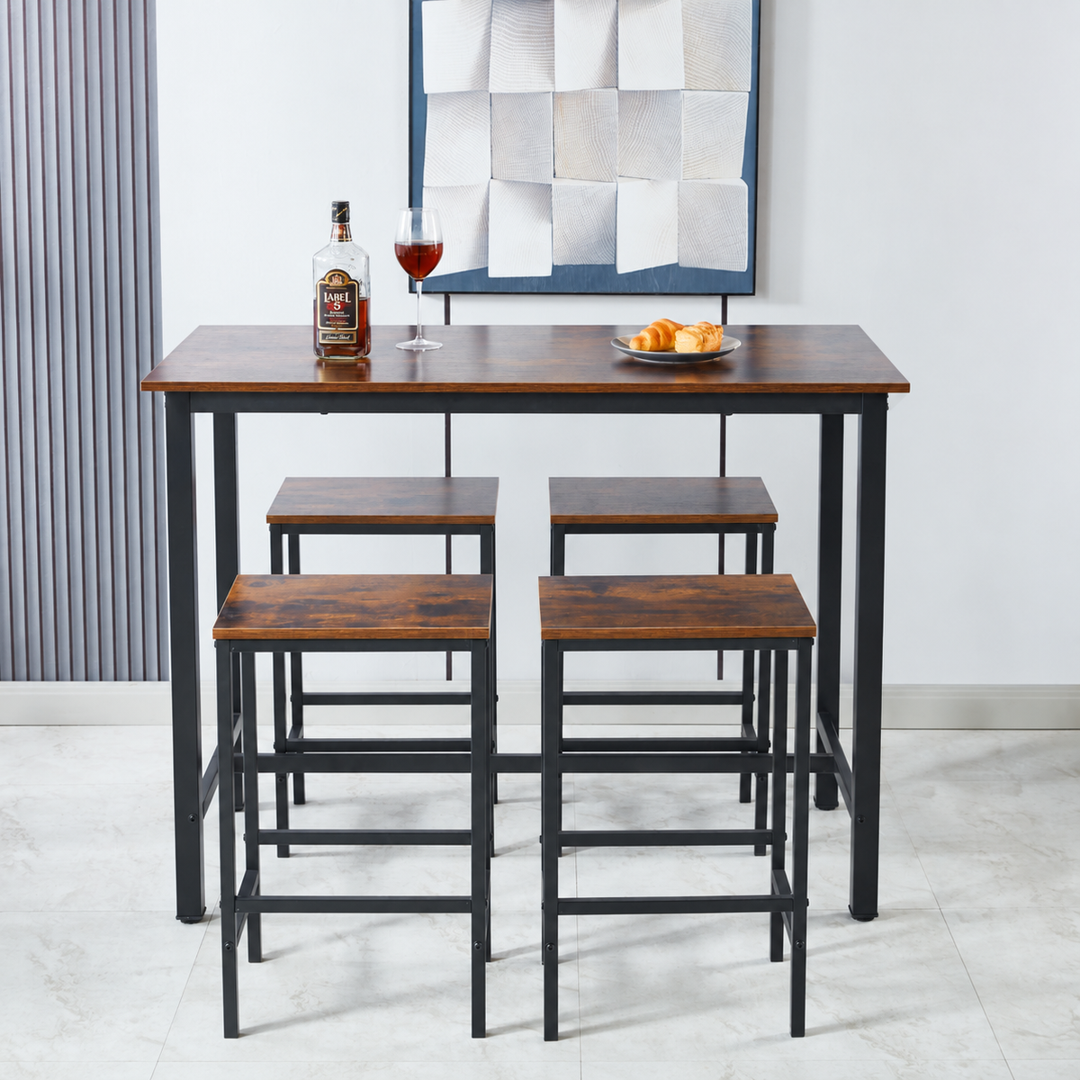 Set de comedor para cocina con pisos taburetes madera industrial