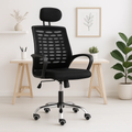 Silla oficina simply mesh negra con apoyabrazos y cabeza