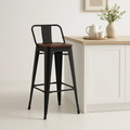 Taburete Tólix Alto 77 cms - Negro con asiento de Madera Oscura para el hogar, disponible en Mons