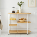 Mesa lateral para cocina de organización 3 niveles madera clara - Blanca para el hogar, disponible en Mons