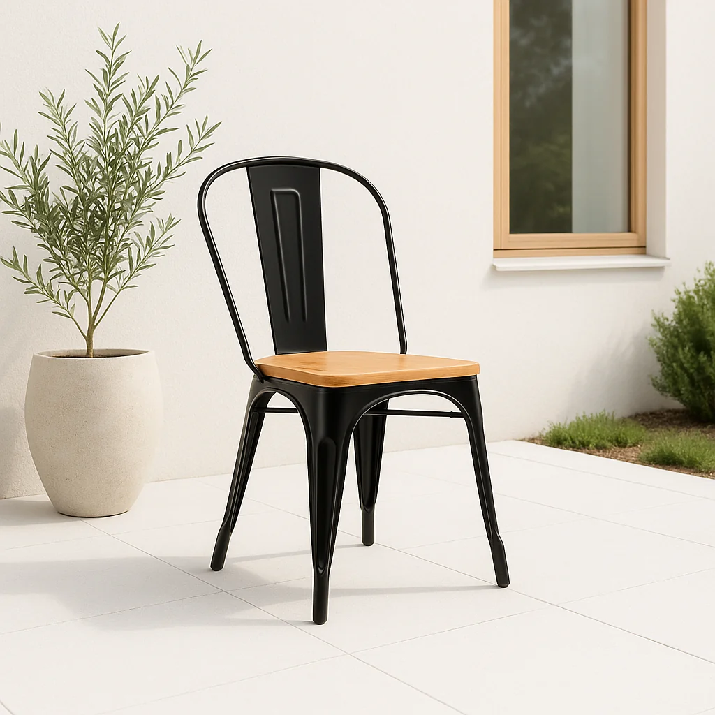 Silla Tólix Asiento de Madera Clara - Negra para el hogar, disponible en Mons
