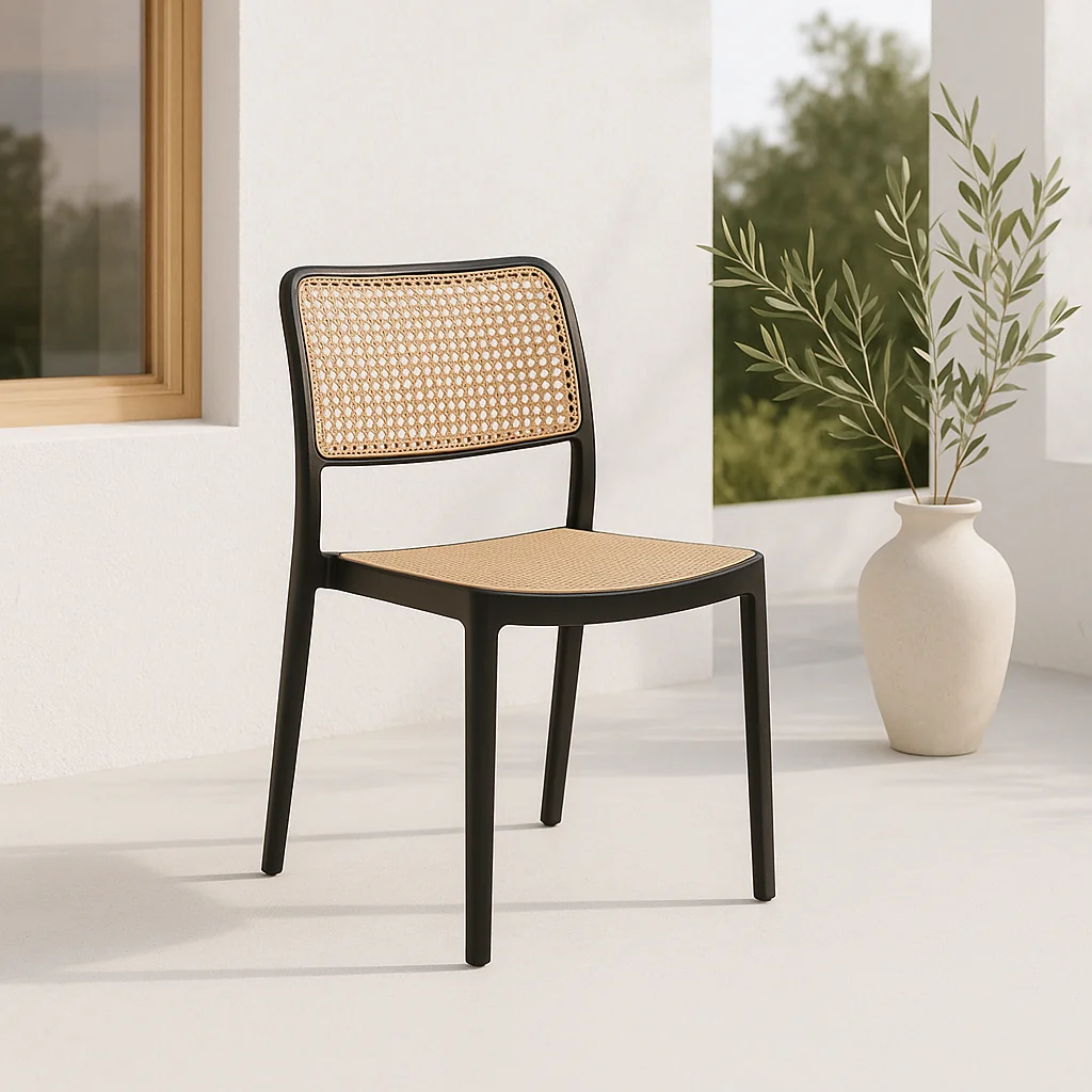 Silla de Terraza o Comedor Hoffman Enrejada - Negra para el hogar, disponible en Mons