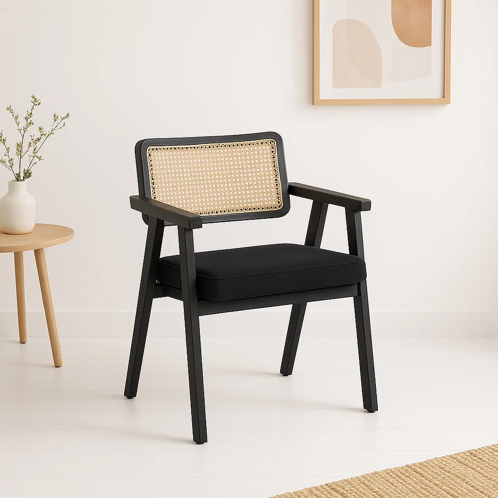 Pack de 2 Sitiales Acolchado Chandigarh Butaca Rattan - Negro para el hogar, disponible en Mons