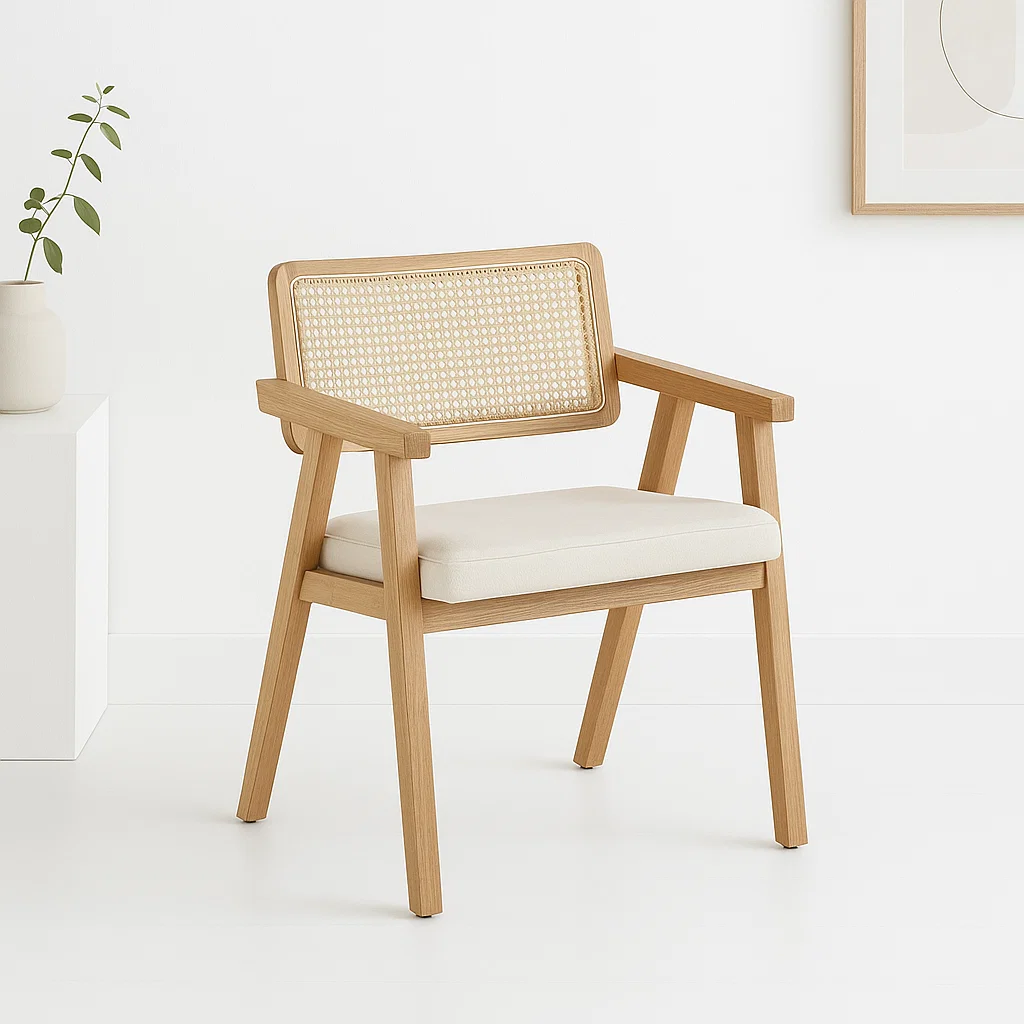 Pack de 2 Sitiales Acolchado Chandigarh Butaca Rattan - Madera para el hogar, disponible en Mons