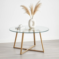 Mesa de Centro para Living de Vidrio y Metal 80cm