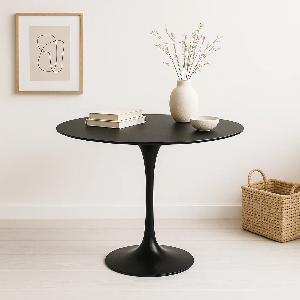 Mesa Tulip 80 cms MDF - Negra para el hogar, disponible en Mons