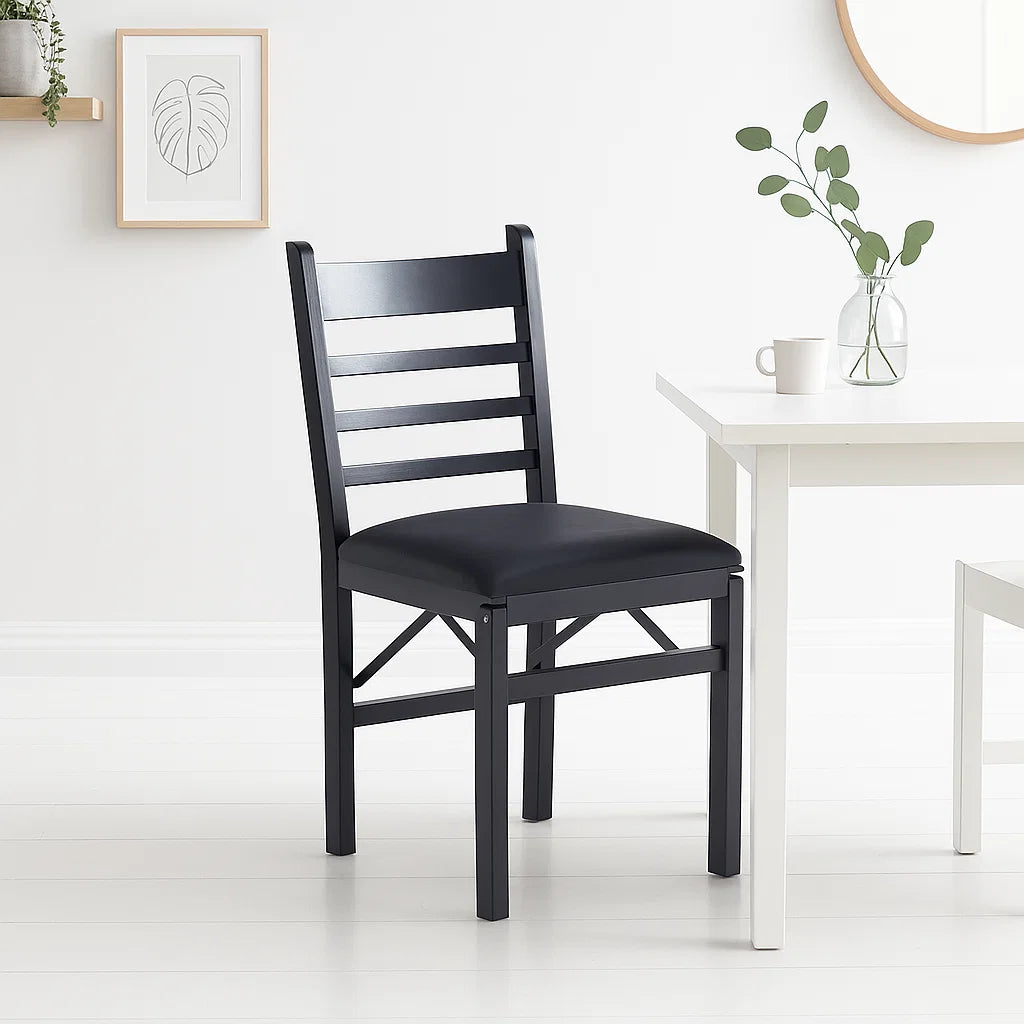 Pack de 2 Sillas Industrial Plegable con Marco Negro y Tapizado Sintético para el hogar, disponible en Mons