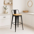 Pack de 4 Taburetes Tólix Alto 77 cms - Negro con asiento de Madera Clara para el hogar, disponible en Mons