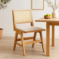 Silla Aura de Rattan con Asiento de Tela - Natural Beige para el hogar, disponible en Mons