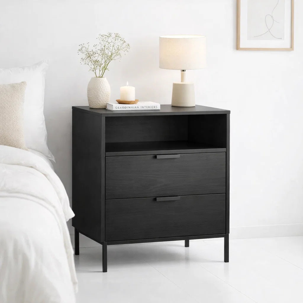 Velador Noir Loft Negro con Patas Metálicas para el hogar, disponible en Mons