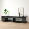 Mueble de TV Moderno Negro con Luces LED y Compartimentos