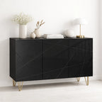 Buffet Moderno LuxLine Negro con Patas Doradas para el hogar, disponible en Mons