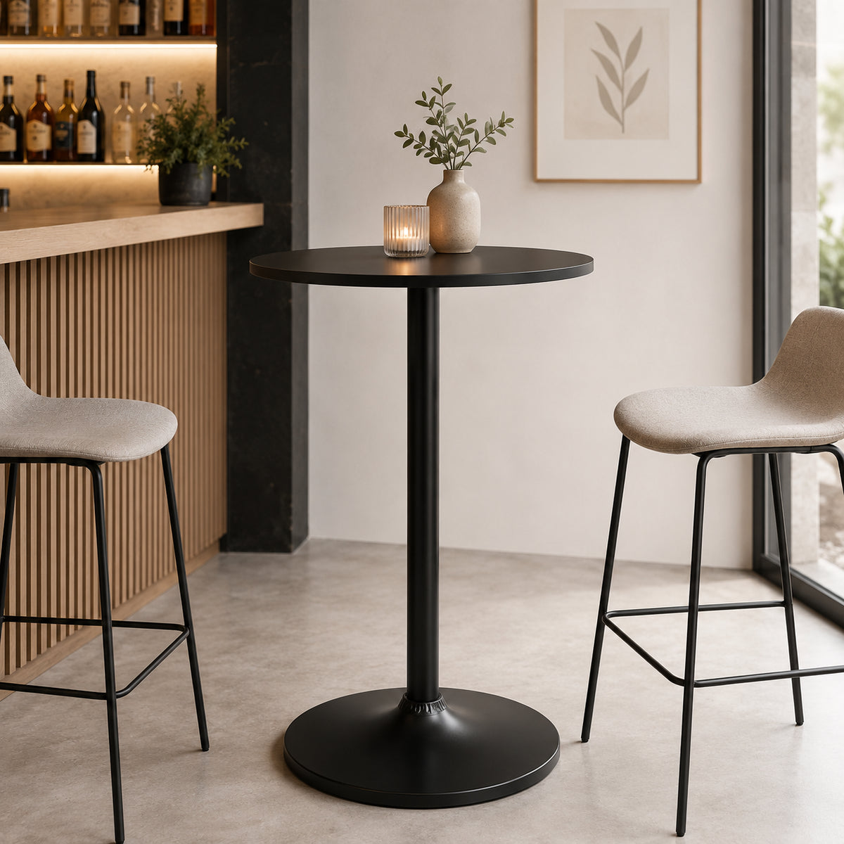 Mesa alta para bar Guji 60x60x100 para el hogar, disponible en Mons