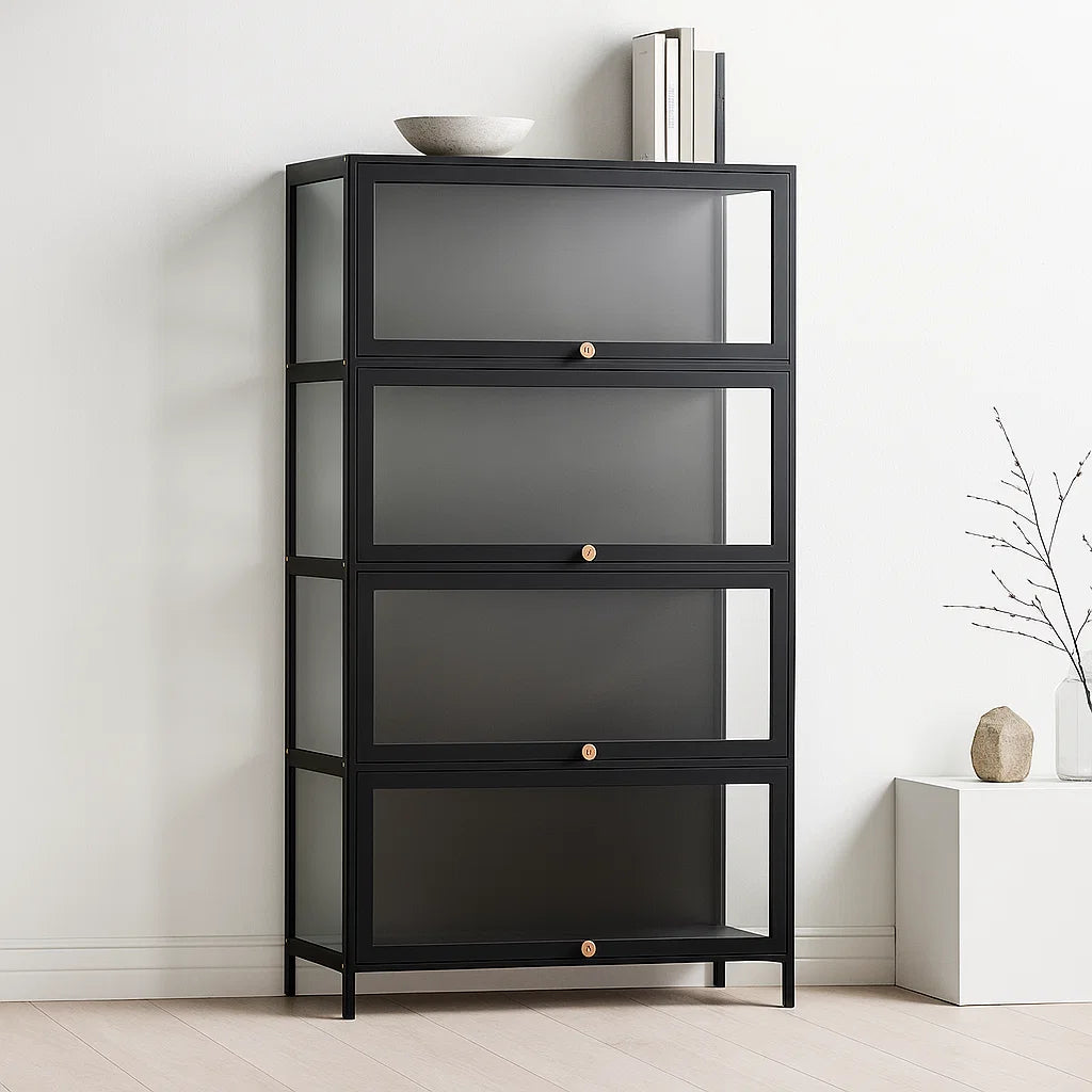 Vitrina BambooGlass 4 Niveles - Negro para el hogar, disponible en Mons