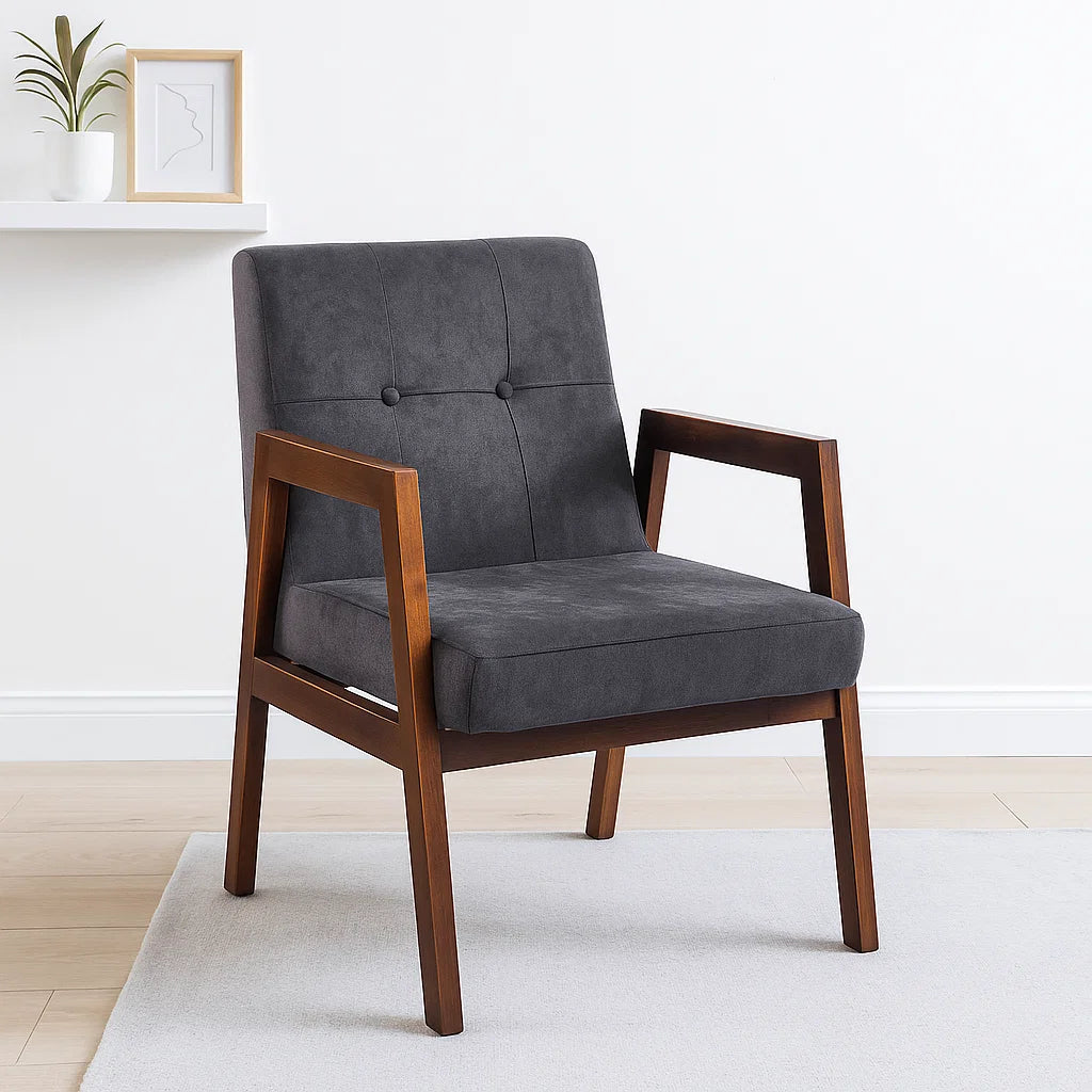 Sillón Marlow de Terciopelo - Gris Oscuro para el hogar, disponible en Mons