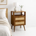 Velador Velia Rattan con Cajones y Diseño Natural para el hogar, disponible en Mons