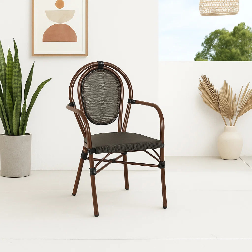Silla Provence Parisina Rattan con reposabrazos - Café Oscuro para el hogar, disponible en Mons