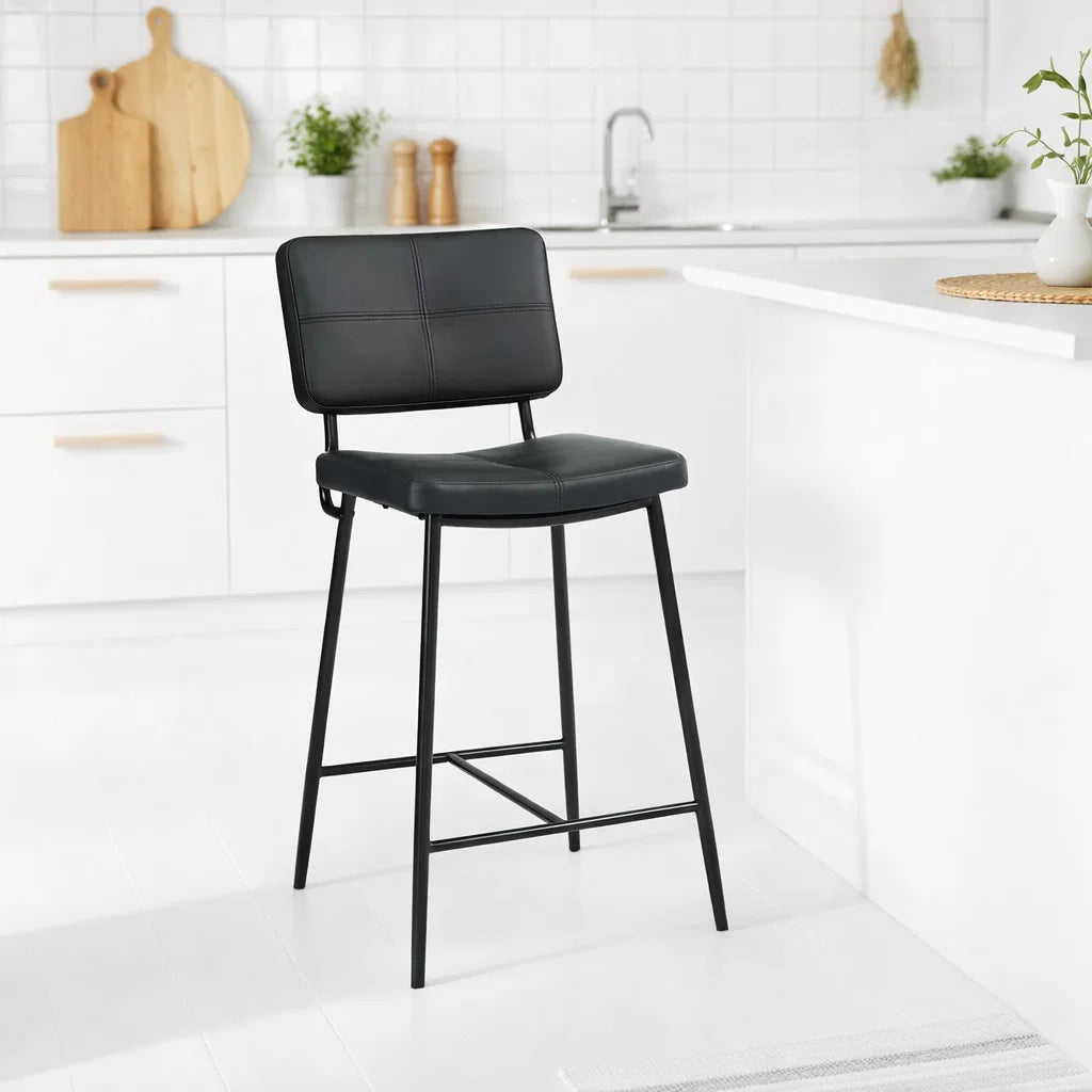 Pack de 2 Taburetes Alto Bronx Negro con Patas Metálicas Negras para el hogar, disponible en Mons