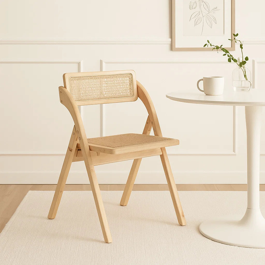 Silla Ambar Plegable de Madera Rattan Natural