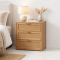 Velador Calma Rattan de Madera Clara con Cajones de Ratán para el hogar, disponible en Mons